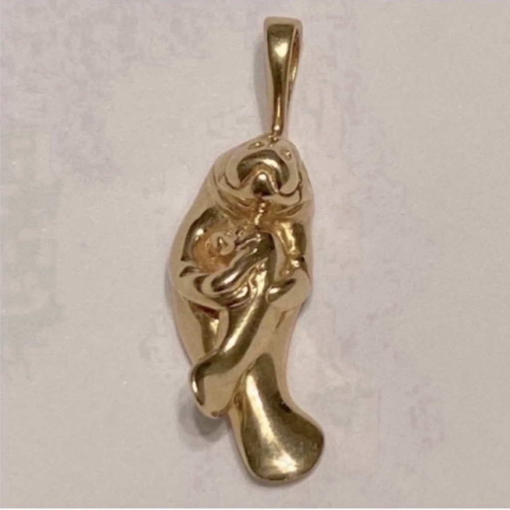 14k Gold Kabana Manatee & Calf Pendant